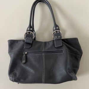 Tignanello soft gray leather handbag.